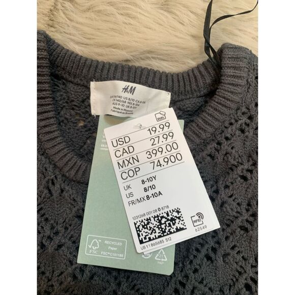 NWT H&M Crochet-look Girls Top 8/10 - Picture 3 of 6